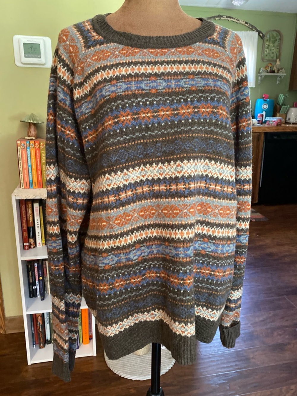 Haggar brown orange stripe grandpa sweater